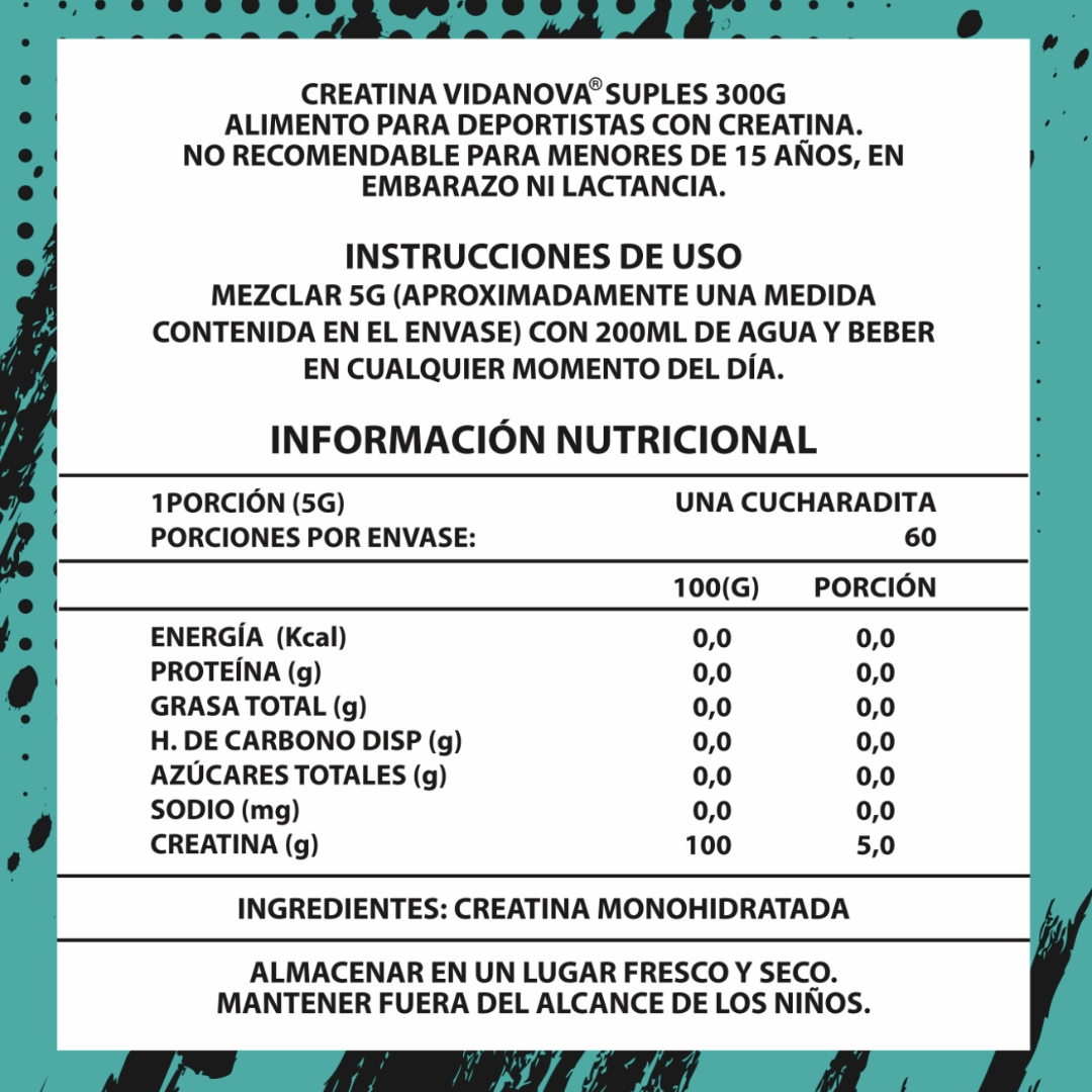 ⚡ Creatina Pro Monohidratada Micronizada Vidanova® 300g